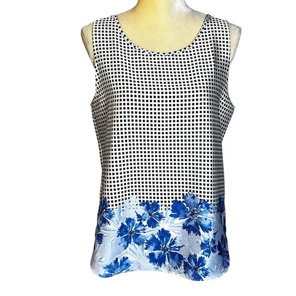 Ann Taylor Women's Medium Sleeveless Floral Print Tank Top Blouse - Picture 1 of 8